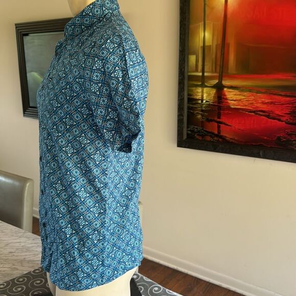 Volcom Warbler blue print 100% cotton short sleeve button front shirt. Small. - Picture 4 of 9